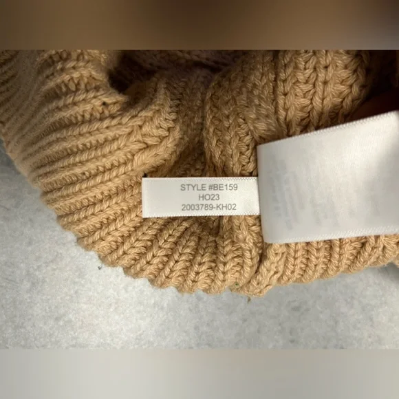 J.Crew Chunky Knit Mock Neck Sweater Tan Ribbed 100% Cotton—XL (Unisex) - Picture 9 of 9